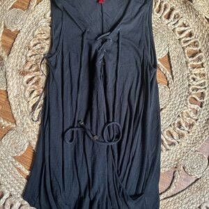 Jennifer Lopez Black Sleeveless Tunic Top XS